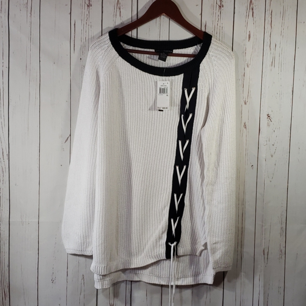 Grace Elements White and Black Sweater XL